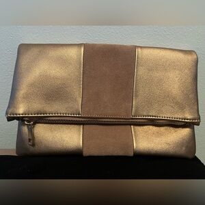 New Nordstrom Suede Rose Gold Purse Clutch